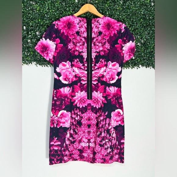 Michael Kors Women's Kew Gardens Pink Floral Shift Mini Dress Pink Size 10 - Picture 2 of 10